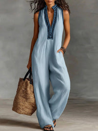 Fiamma - ärmelloser Jumpsuit mit hohem Kragen