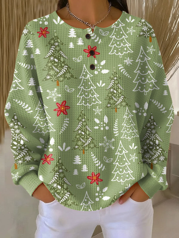 Pilar™ | Grüner Weihnachtspullover mit Tannen