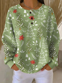 Pilar™ | Grüner Weihnachtspullover mit Tannen