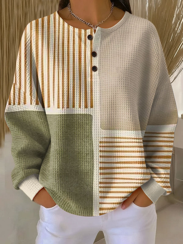 Lucia™ | Patchwork-Pullover in Grün und Senfgelb