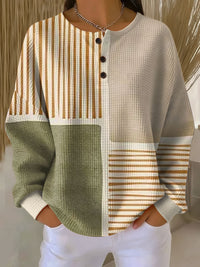Lucia™ | Patchwork-Pullover in Grün und Senfgelb