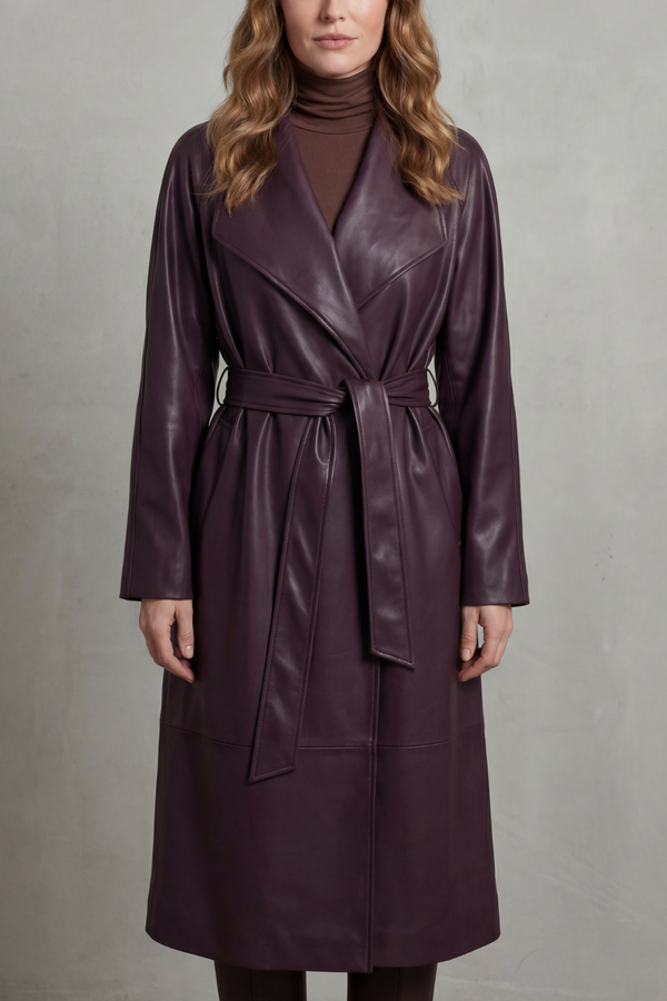 Helena™ | Trenchcoat aus Kunstleder mit Taillenbund