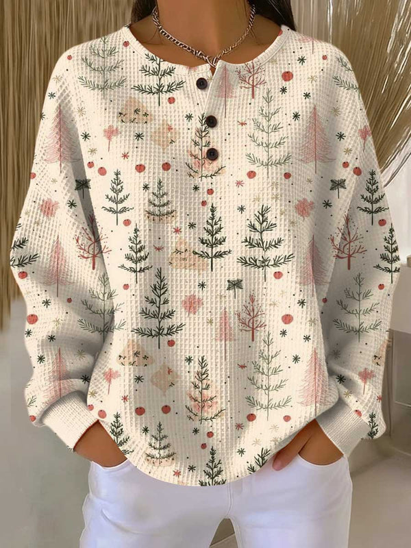 Carolina™ | Cremefarbener Pullover mit kleinen Tannen