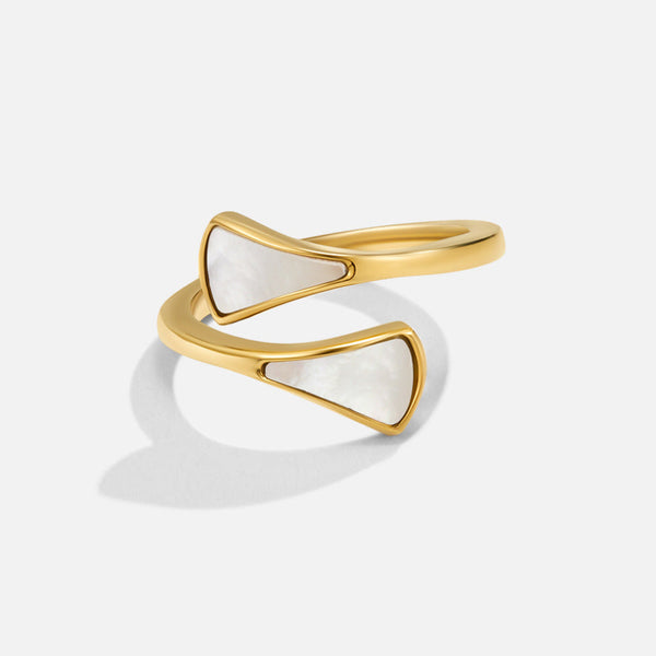 Mirela – Offener Ring mit Perlmutt-Elementen