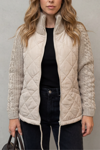 Jolene™ | Steppjacke mit strukturierten Strickakzenten