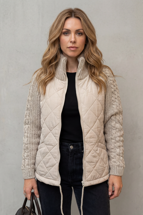Jolene™ | Steppjacke mit strukturierten Strickakzenten