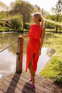 Alicia - Midikleid mit Neckholder und Schlitz