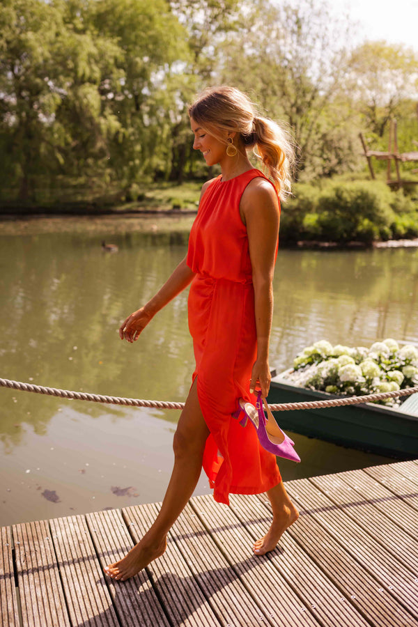 Alicia - Midikleid mit Neckholder und Schlitz