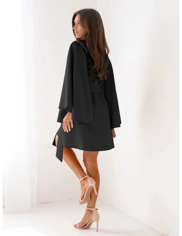 Cora - elegantes einfarbiges Kleid mit langen Ärmeln