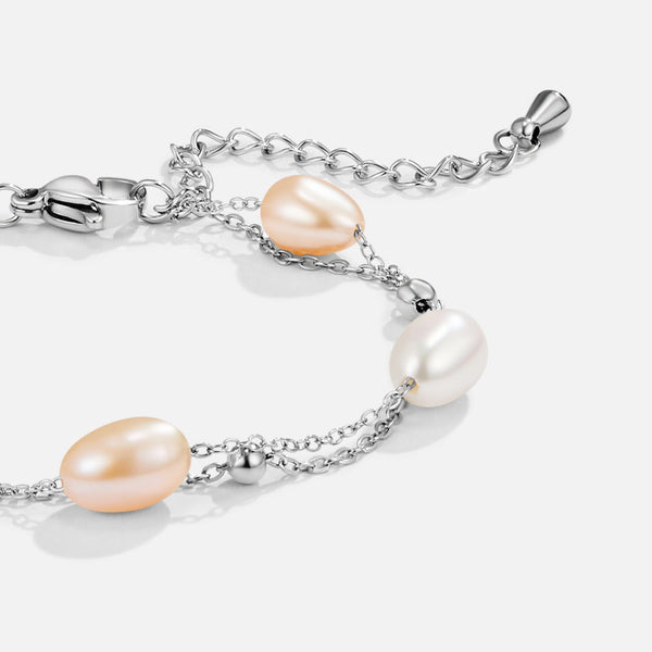Mila - Silbernes Armband mit Süßwasserperlen