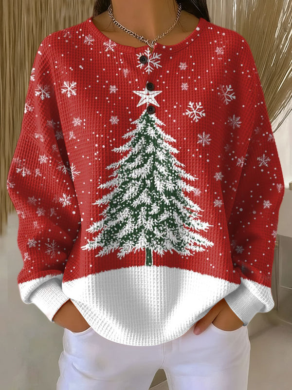 Monika™ | Roter Weihnachtspullover mit Tannenbaum