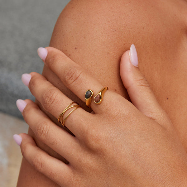 Tigra – Offener Ring mit Tigerauge-Steinen