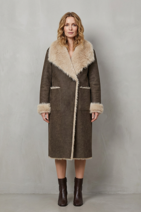 Genevieve™ | Wendbarer Mantel aus Kunst-Shearling