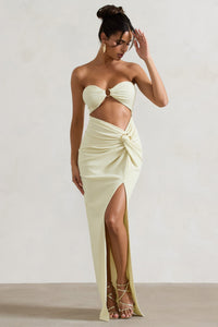 Cancun™ - trägerloses Maxikleid in Ecru mit Cut-Outs und Twist-Detail