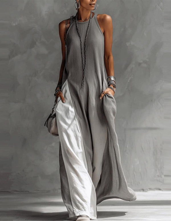 Hanna - asymmetrisches ärmelloses Maxikleid