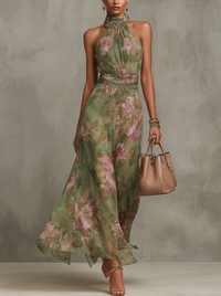 Serena - Blumen-Maxikleid mit Neckholder
