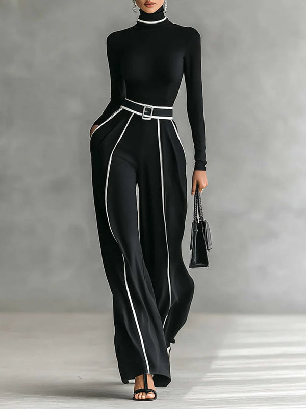 Emma - Elegantes zweiteiliges Set mit hohem Kragen und weitem Hosenbein