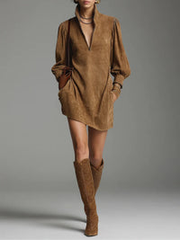 Florence | Wildleder-Rollkragen-Minikleid