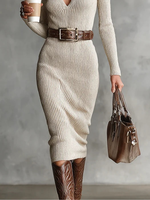 Clara - Strickkleid mit Stehkragen
