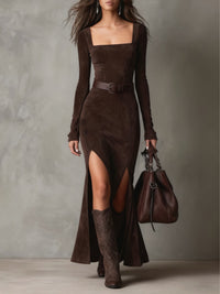 Ainsley | Kunstleder-Maxikleid