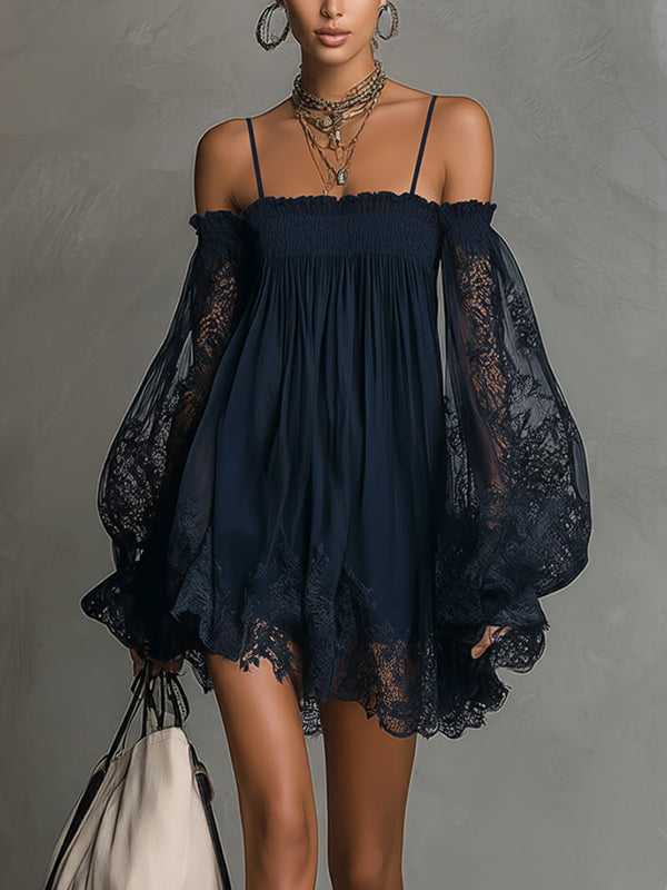 Noemi - marineblaues Chiffon-Minikleid