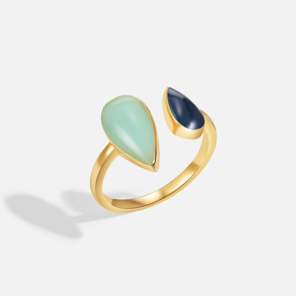 Ariana – Ring mit tropfenförmigen Steinen in Blau und Grün
