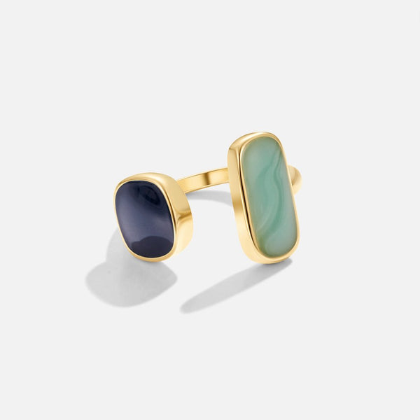 Aurea – Offener Ring mit Aquamarinsteinen