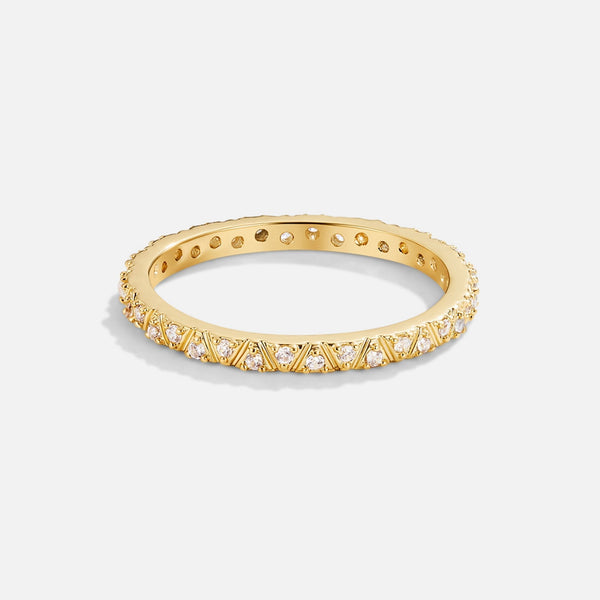 Arquette – Feiner Goldring mit Kristallreihe