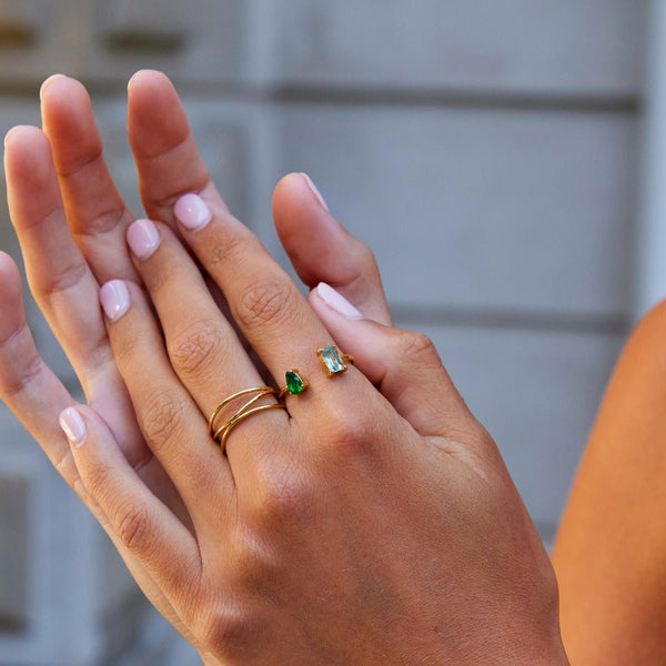 Aurora – Offener Ring mit bunten Kristallen