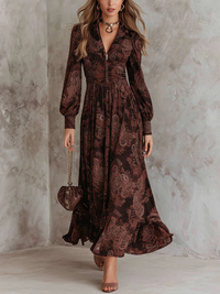 Marlene | Paisley-Midikleid mit Reißverschluss-Kragen