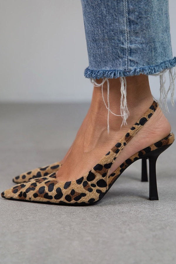 Liorina - Khaki-Pumps mit Leoparden-Print und spitzer Zehenpartie