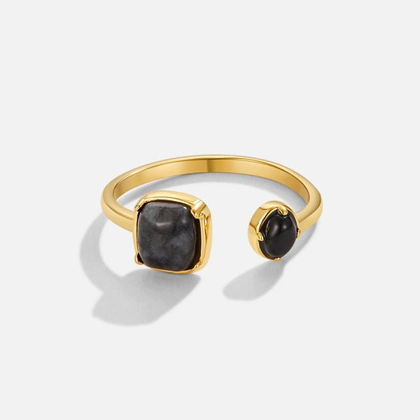 Orina – Offener Ring mit schwarzen Steinen