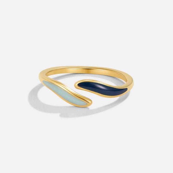 Oceana – Offener Ring in Blau und Gold