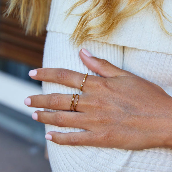 Cali – Offener Goldring mit Kristallen