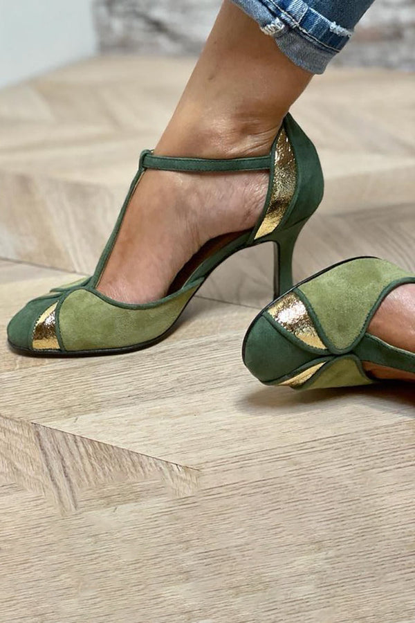 Taviana - Patchwork-Pumps mit T-Steg und geschlossener Zehenpartie