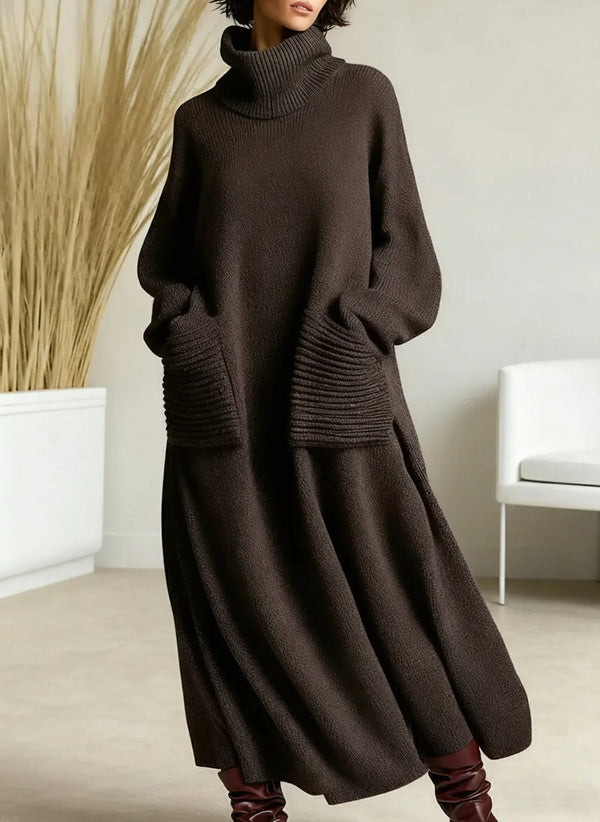 Genna - Lässiges Strickkleid mit Stehkragen und langen Ärmeln