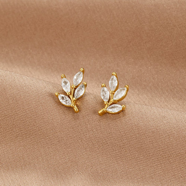 Alessa – Blatt Ohrstecker mit Kristallen