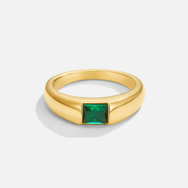 Embera – Goldring mit grünem Kristall