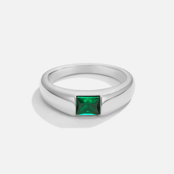 Ember – Silberring mit grünem Kristall