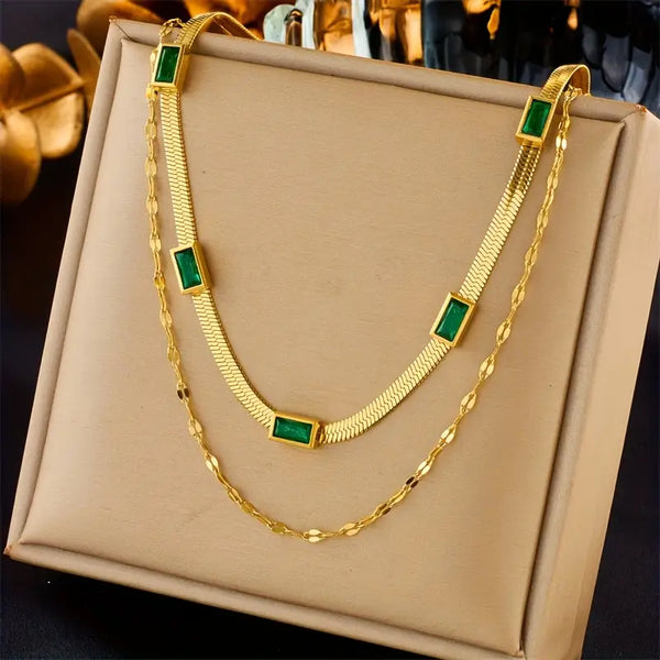 Sorella Gem Doppellagige Retro-Goldkette