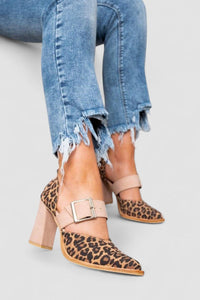 Selveta - Wildleder-Sandalen mit Leoparden-Print und stabilem Absatz