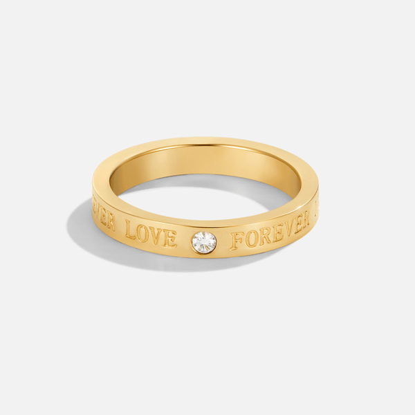 Amora – Goldring mit Gravur und Kristall