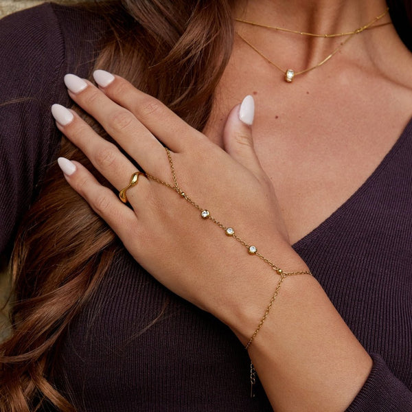 Freya - Kristall Handkettenarmband