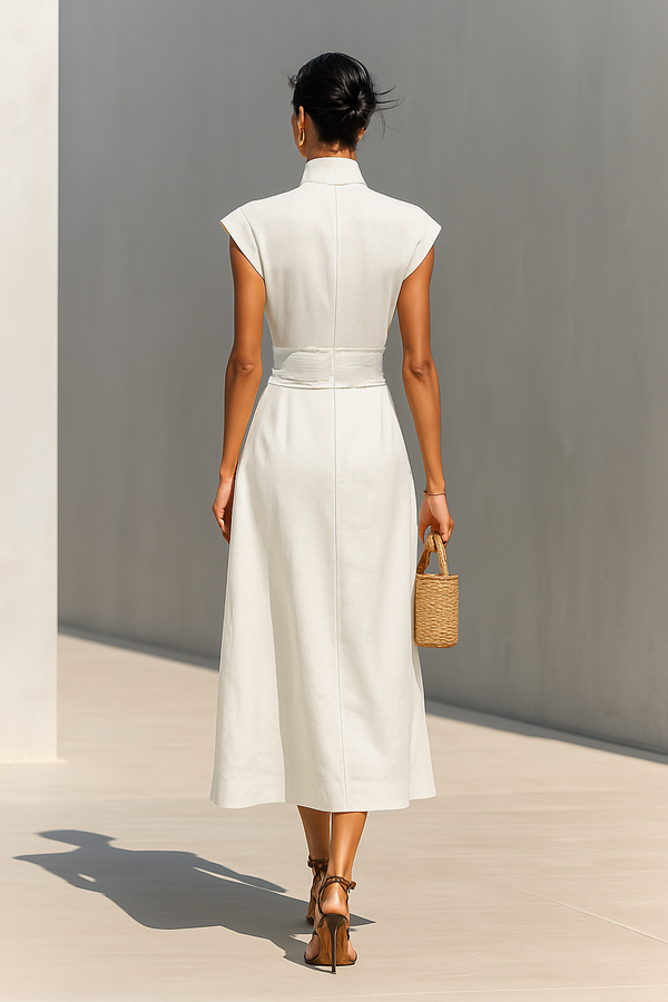 Jada - Maxikleid mit Reverskragen und betonter Taille