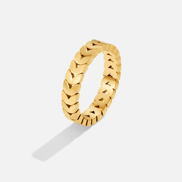 Olivia – Goldring mit Blattstruktur