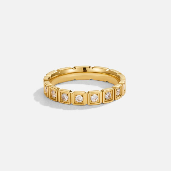 Hera – Goldring mit geometrischen Kristallen