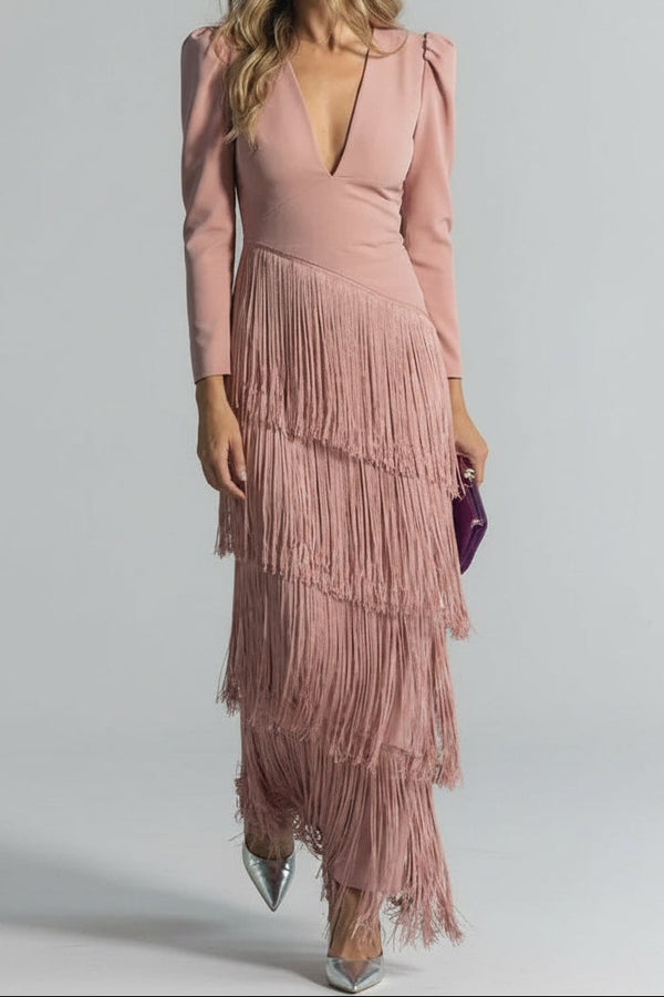 Clara - elegantes Kleid mit Fransenärmeln