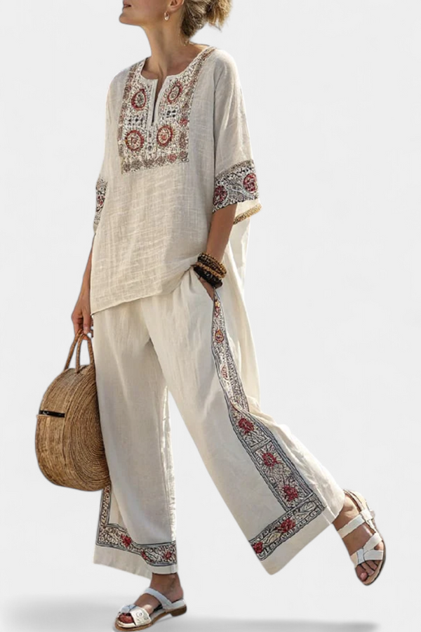 Tameric - edle bestickte Bluse mit weiter Hose
