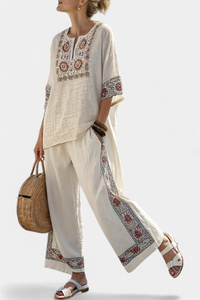 Tameric - edle bestickte Bluse mit weiter Hose
