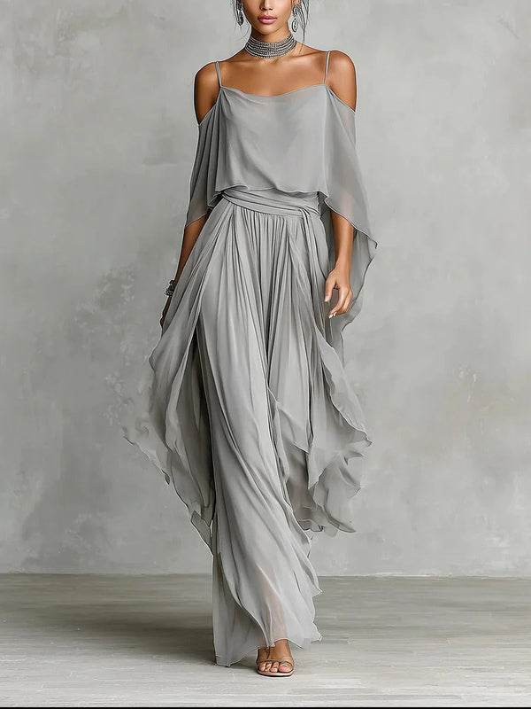 Freya - schulterfreier Chiffon-Zweiteiler